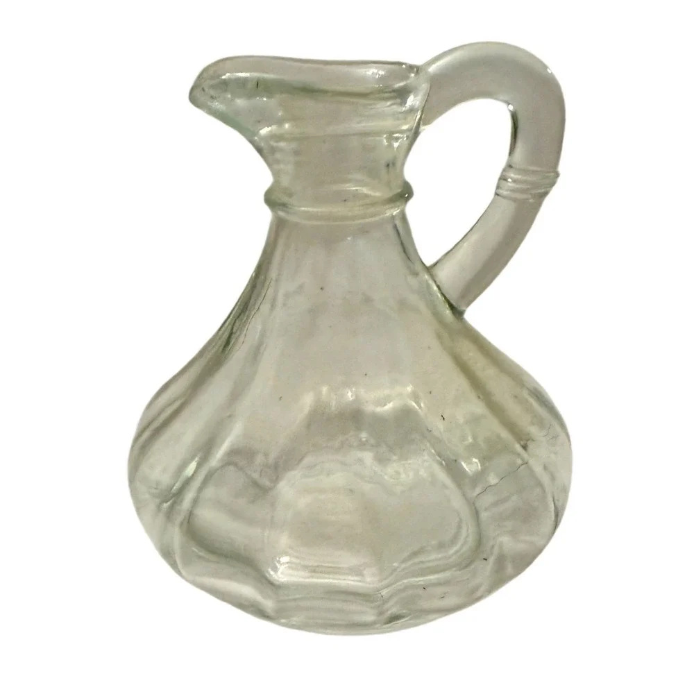 Vintage‎ Clear Ribbed Glass Cruet Miniature Pitcher 4.5 Inch Farmhouse Decor